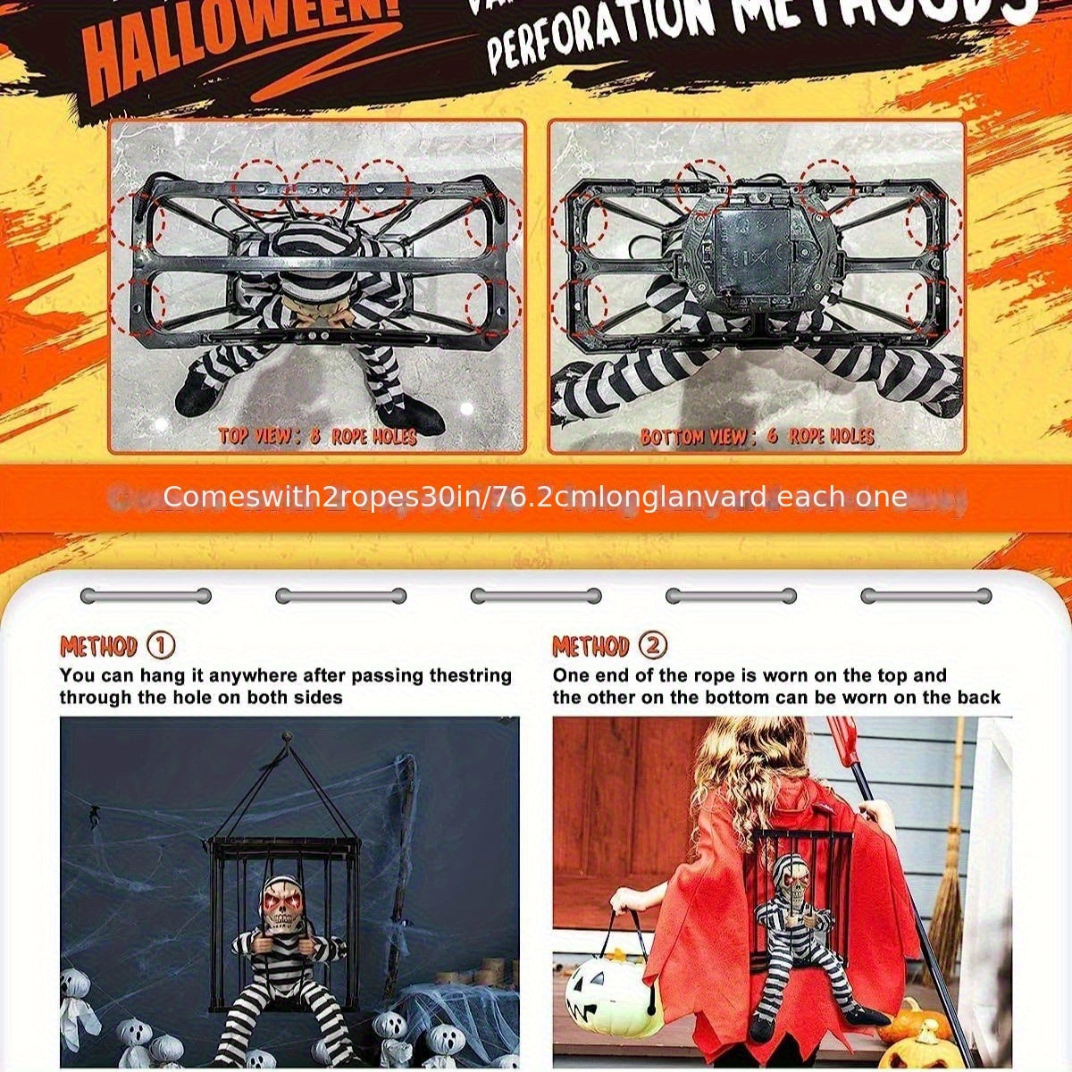 Animierter schreiender Skelett-Hänger mit Bewegungssensor – Halloween-Deko