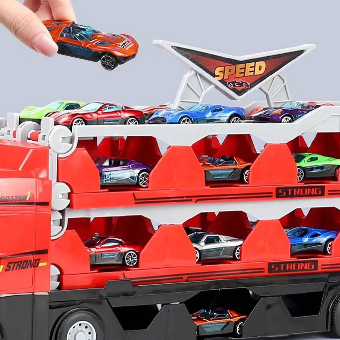 Rennstrecke für Lastwagen – 2-in-1 Ausklappbares Spielset