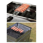 Charming stainless steel grill basket for 6 sausages | Practical BBQ accessory with wooden handle | 55.5 cm
