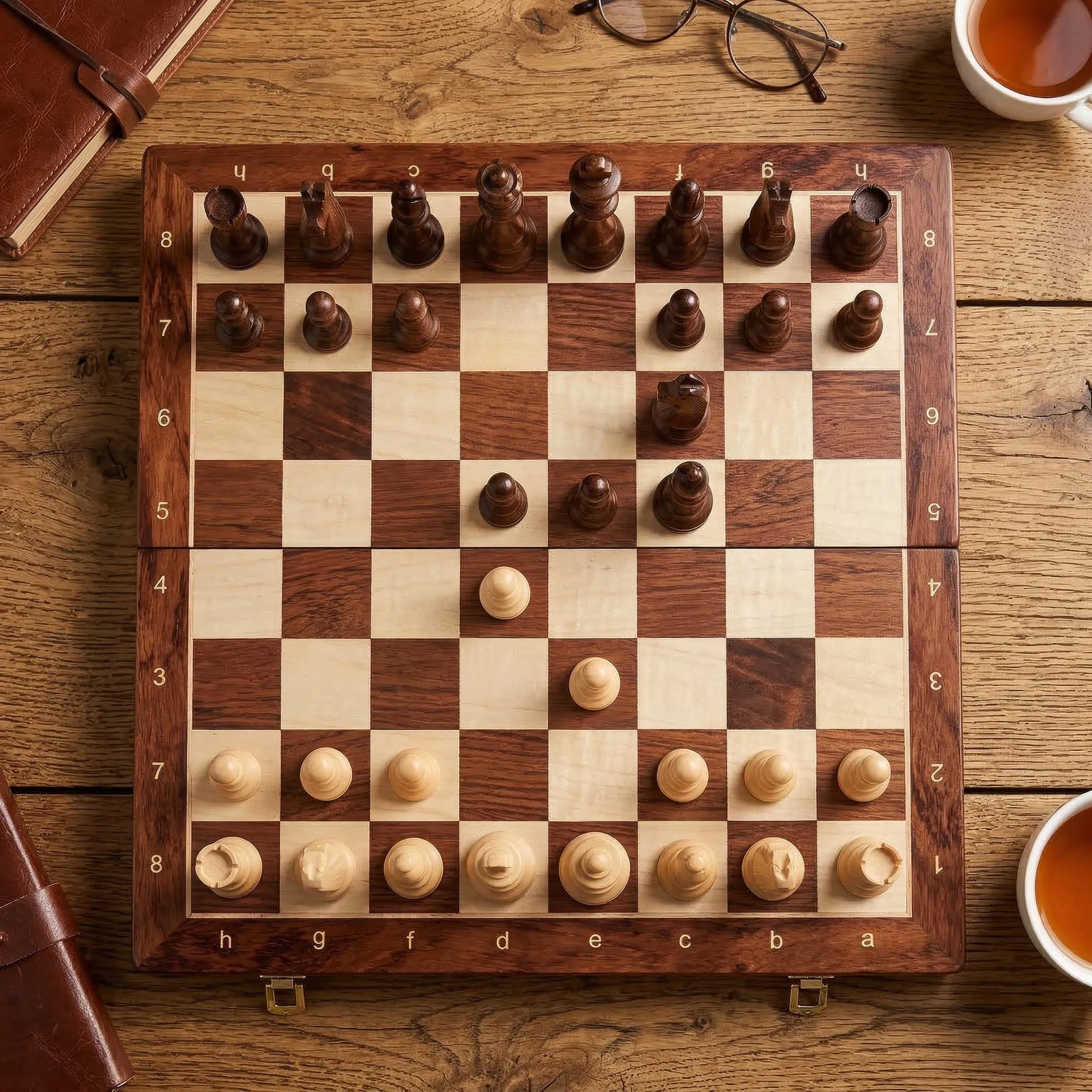 Klassisches Schachspiel aus edlem Holz mit praktischem Koffer