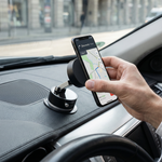 Compact, double-sided smartphone holder with vacuum magnet