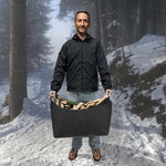 Elegant Foldable Wood and Felt Storage Box 55 Liters with Leather Accents