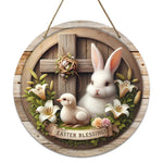 Spring Awakening – Charming Wooden Bunny Sign for Your Door