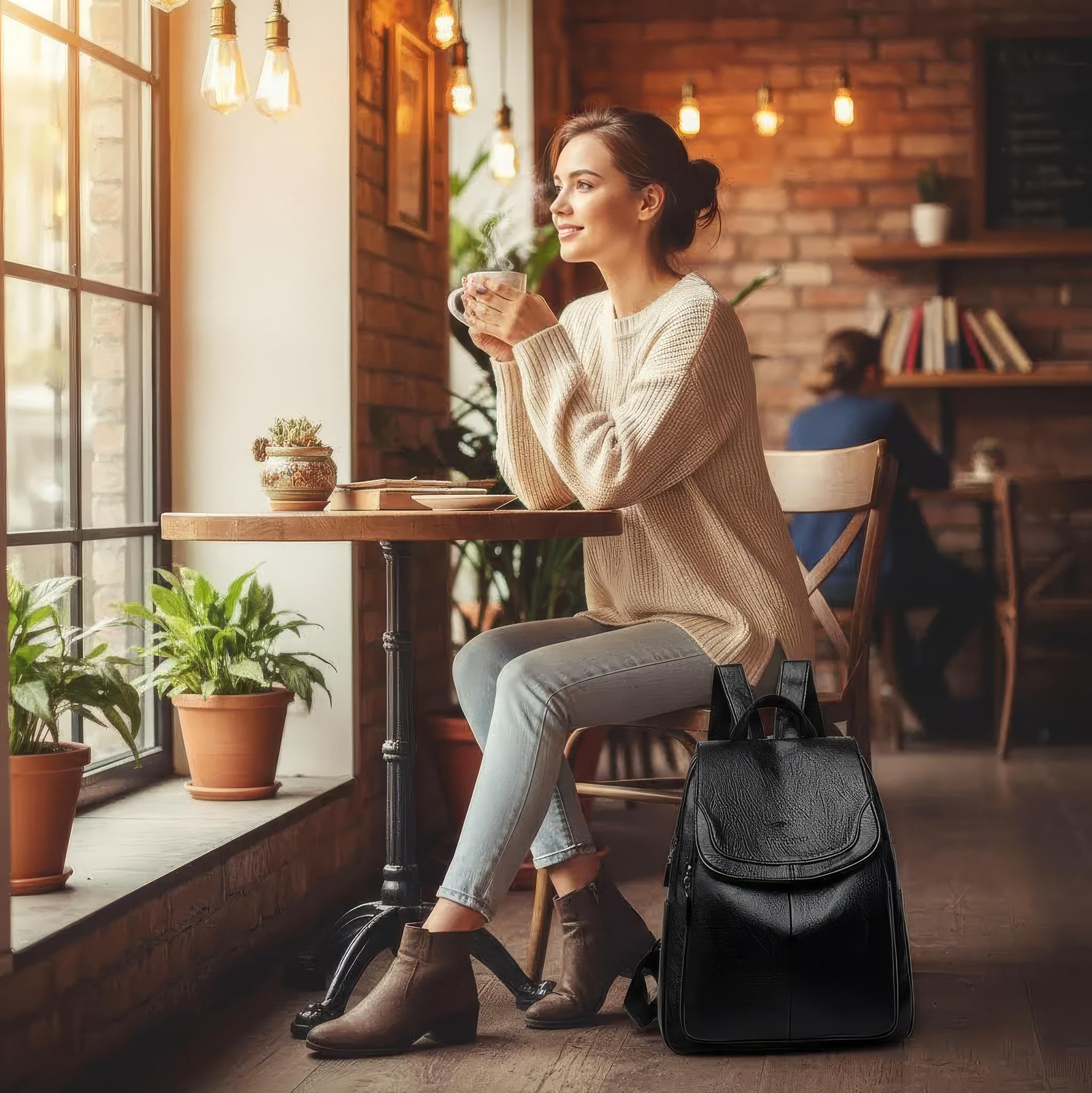 Sicherer und Eleganter Lederrucksack für Unterwegs