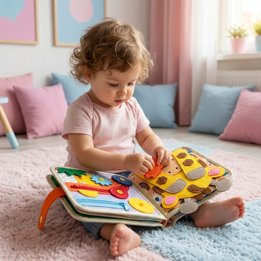 Sensorisches Geschichtenbuch mit Giraffen im Montessori-Stil