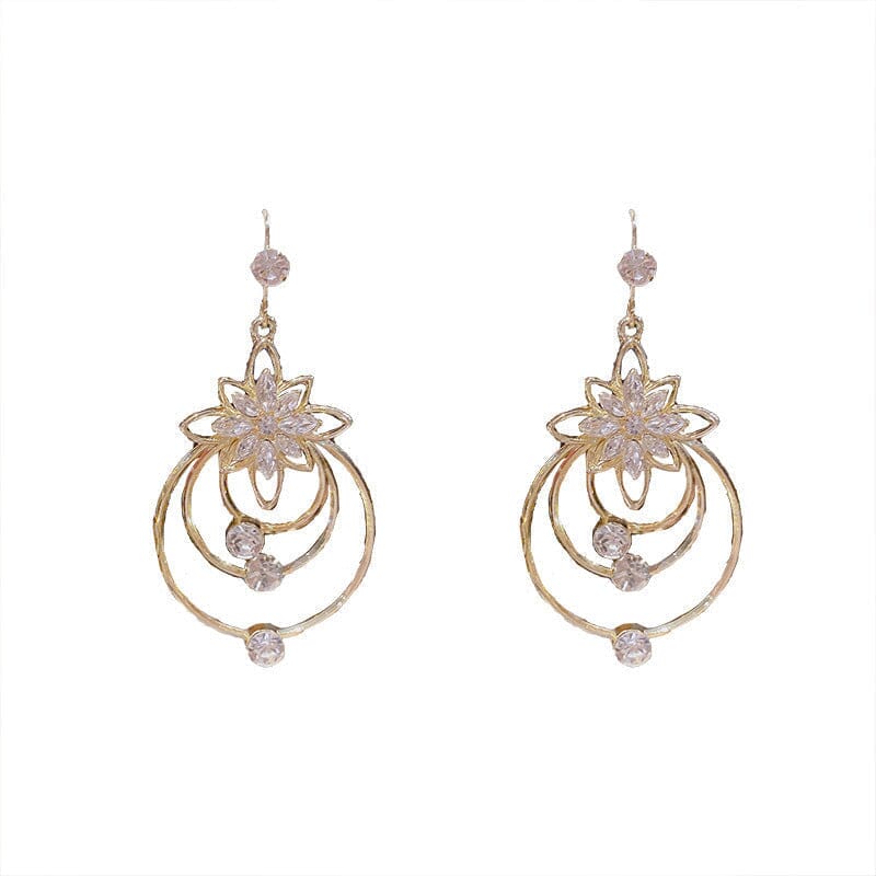 Drei-Ring Ohrstecker in Kristall-Lotus-Design