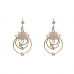 Drei-Ringe Ohrringe mit Kristall-Lotus