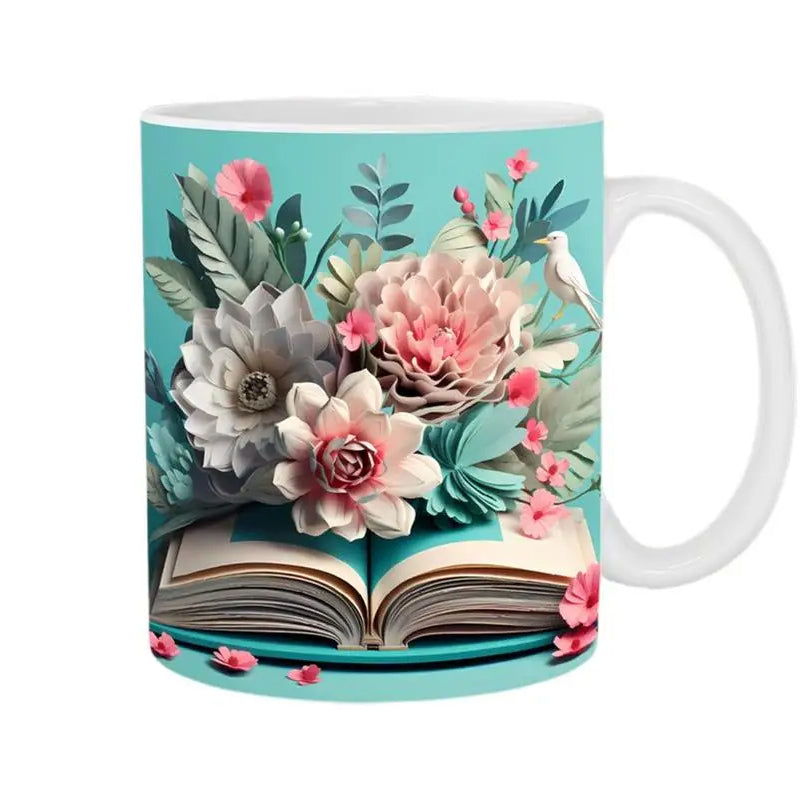 Kreative Blumige Kaffeetasse für Bücherliebhaber – Perfektes Geschenk