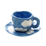Handbemalte Kaffeetasse aus Keramik mit Untertasse – Teeset
