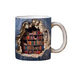 Bücherregal-Tasse im 3D-Design für Bücherliebhaber