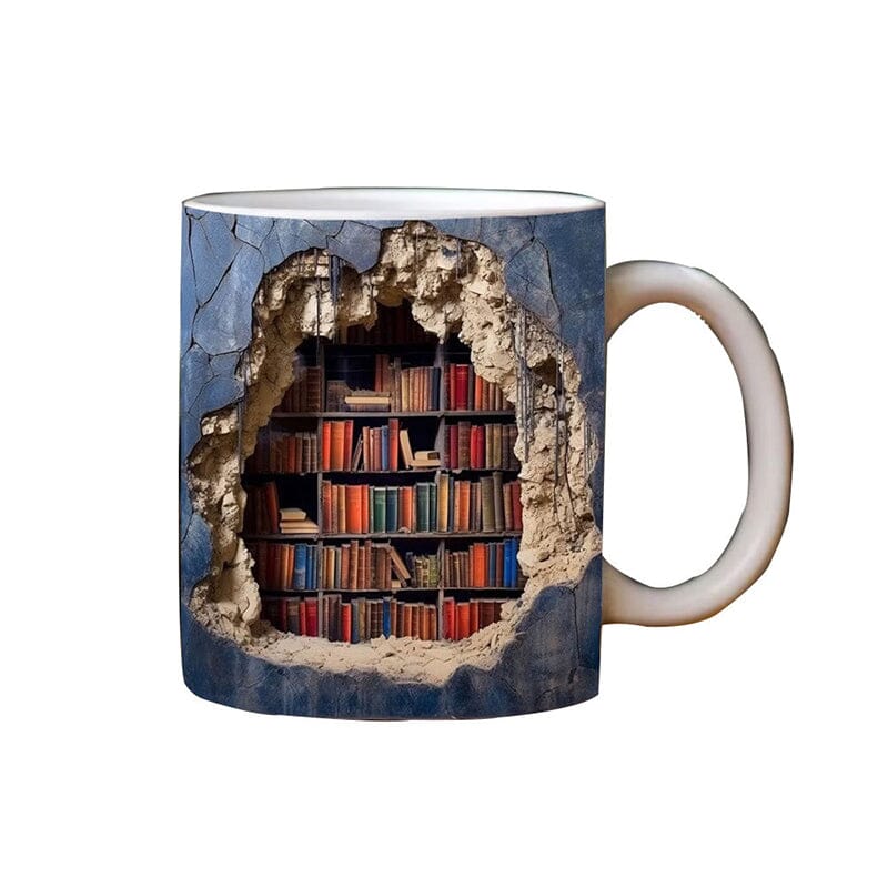 Bücherregal-Tasse im 3D-Design für Bücherliebhaber