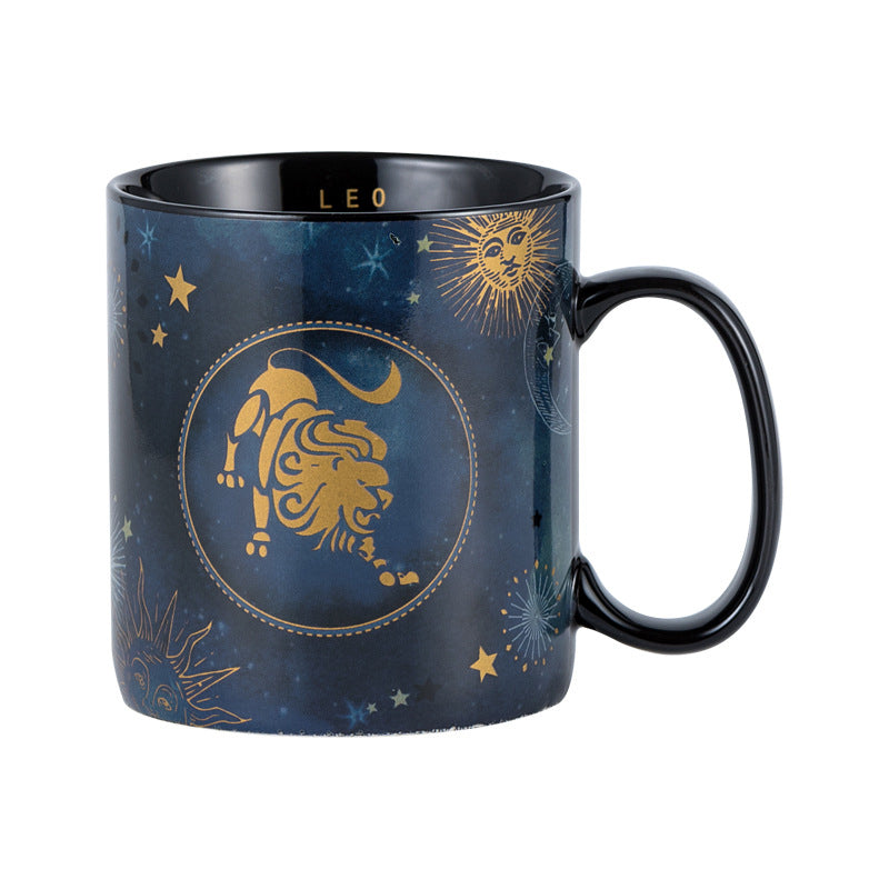 Kaffeetasse aus Keramik in Kobalt Blau mit 12 Sternzeichen