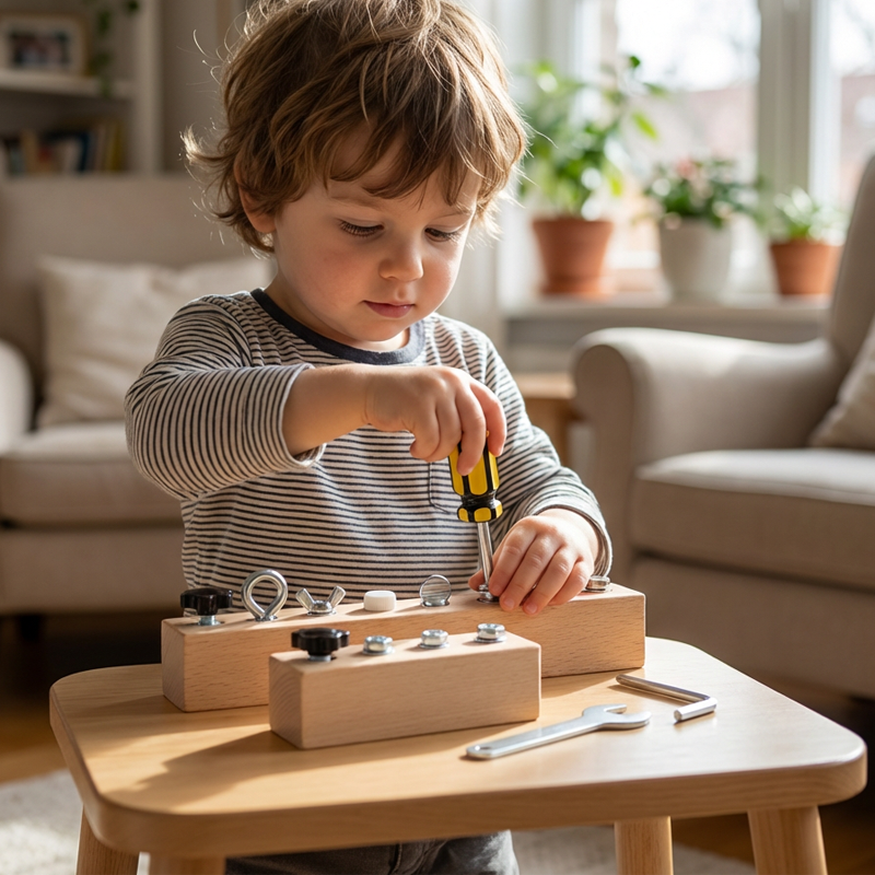 Lernspielbrett aus Holz für Kinder – 8 verschiedene Befestigungen