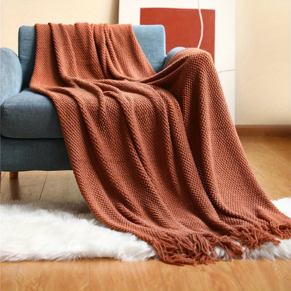 Leichte Strickdecke mit Quasten – Stilvolle Kuscheldecke für Ihr Zuhause