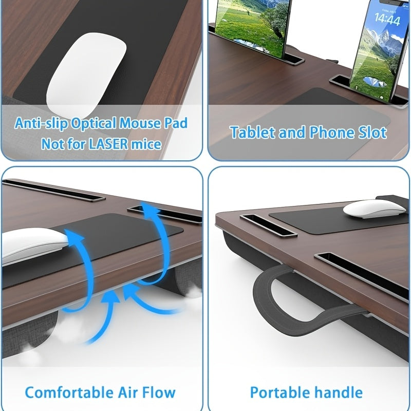 Ergonomischer Laptopständer mit Handballenauflage und Ablagen