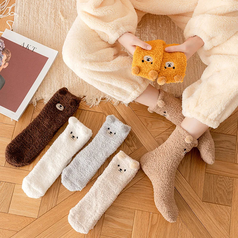 Wärmeschmeichler Women's Cuddle Socks | Fluffy & Cozy | 3D Bear Pattern