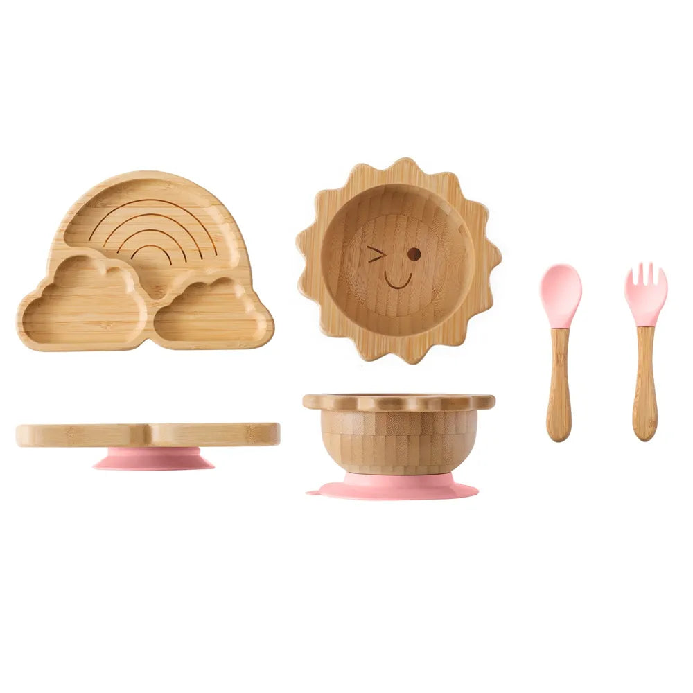 Toddler Dinnerware Set with Suction – Safe Bamboo Bowls and Plates