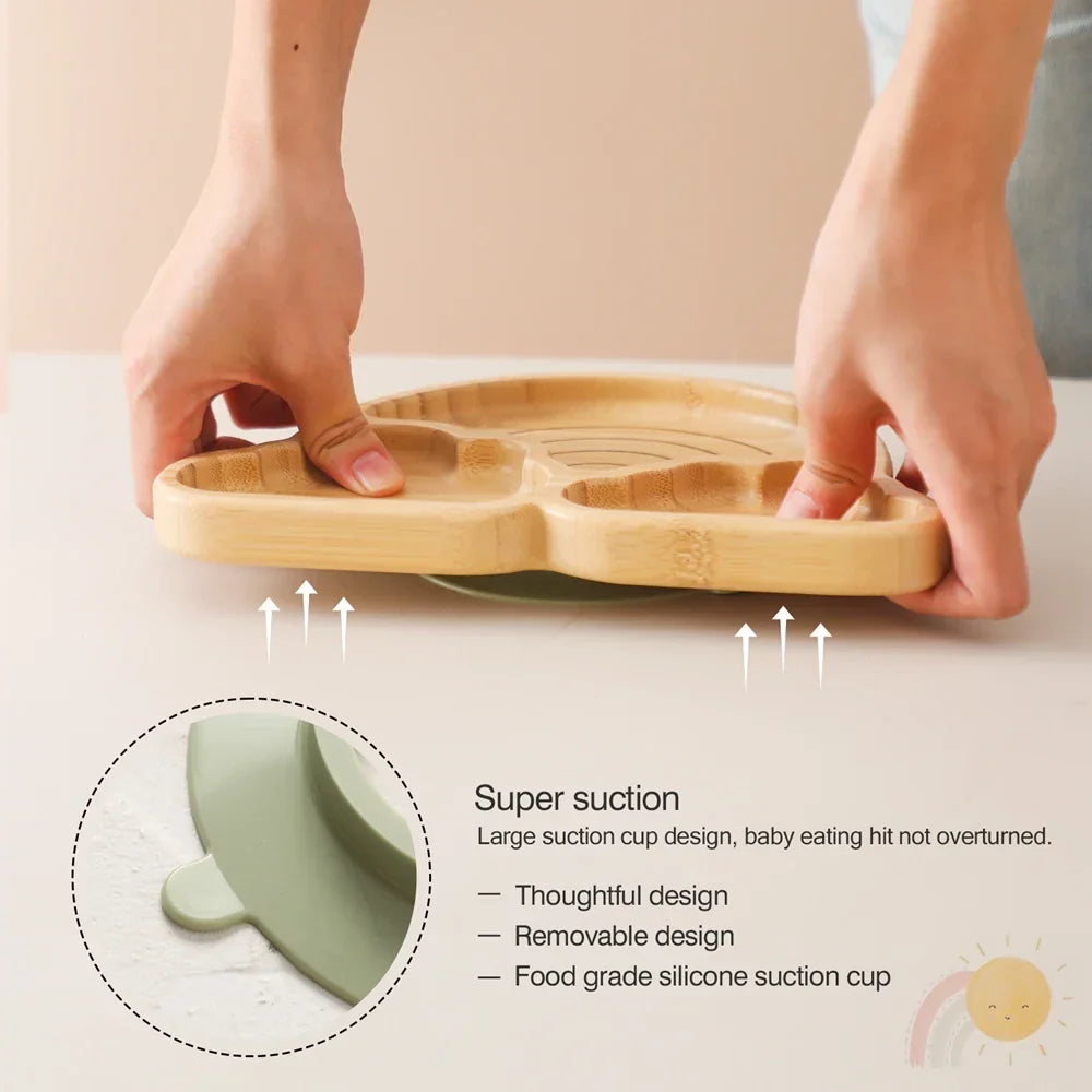 Toddler Dinnerware Set with Suction – Safe Bamboo Bowls and Plates