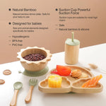 Toddler Dinnerware Set with Suction – Safe Bamboo Bowls and Plates