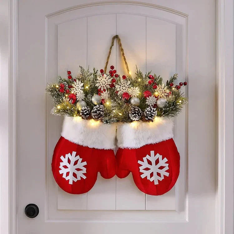 Festlicher Weihnachtskranz in Handschuhform – 120 LEDs mit Timer