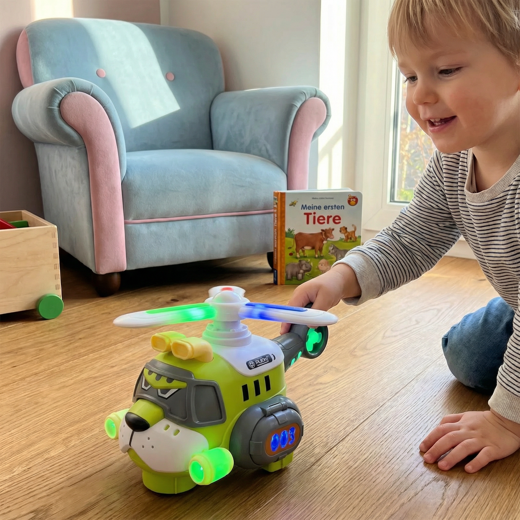 360° drehendes Tiger-Spielzeugflugzeug für Kinder mit Licht und Sound