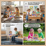 Pädagogisches Montessori Puzzle aus 3D Farbbauklötzen mit Holzrahmen