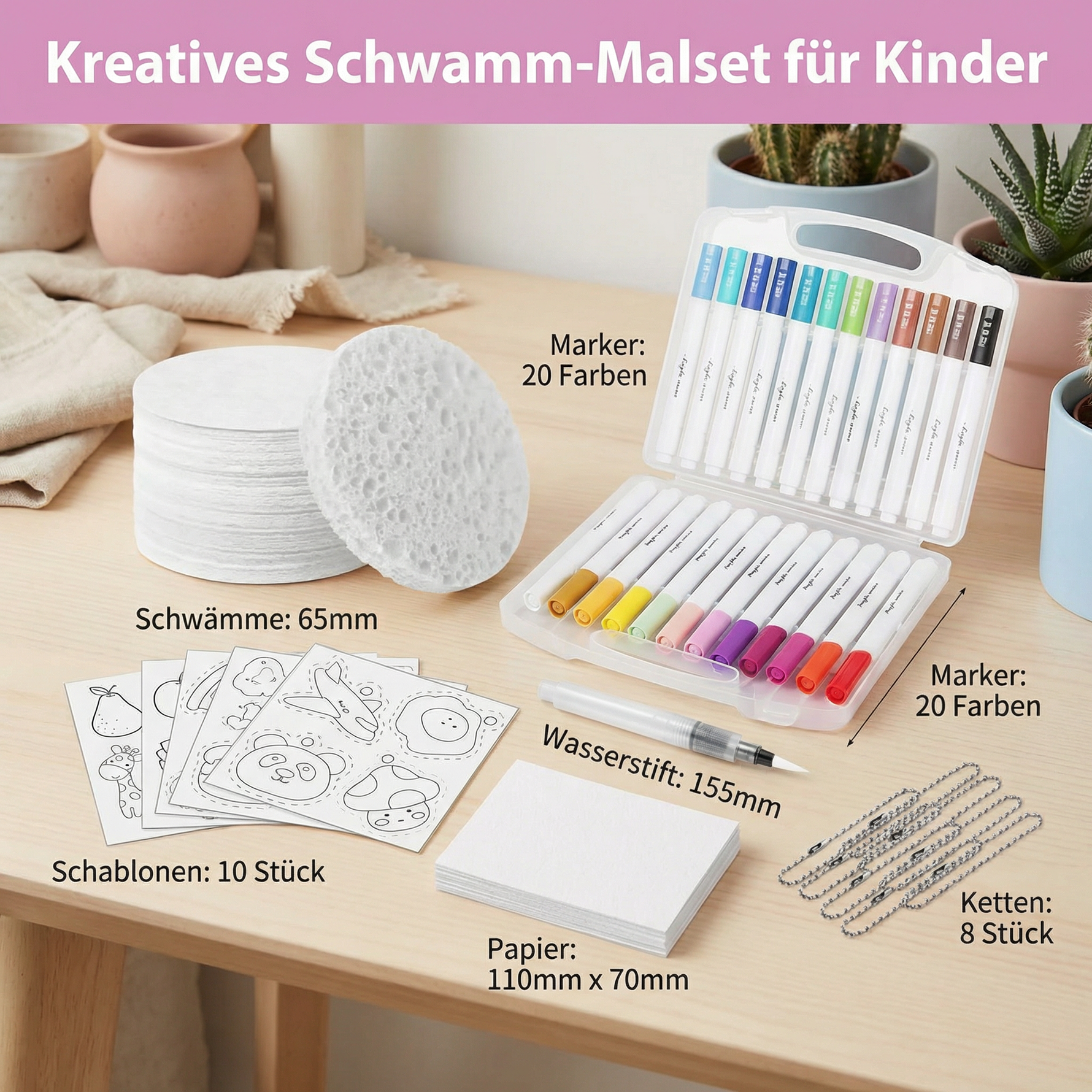 DIY Kunstset mit Schwamm für Kinder – Kreatives Malen mit Blasen-Effekt