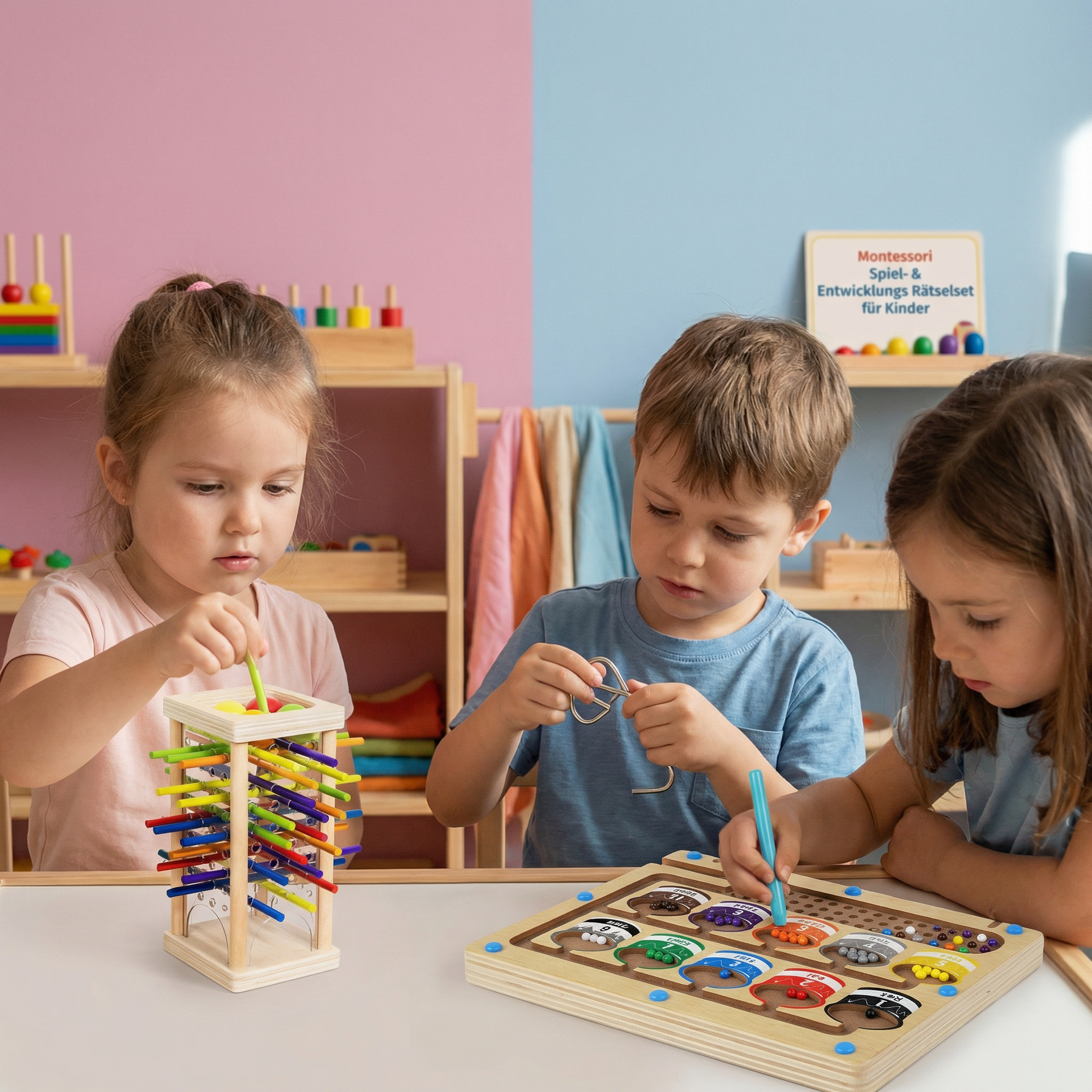 Entwicklungsförderndes 3-teiliges Montessori Puzzle-Set für Kinder