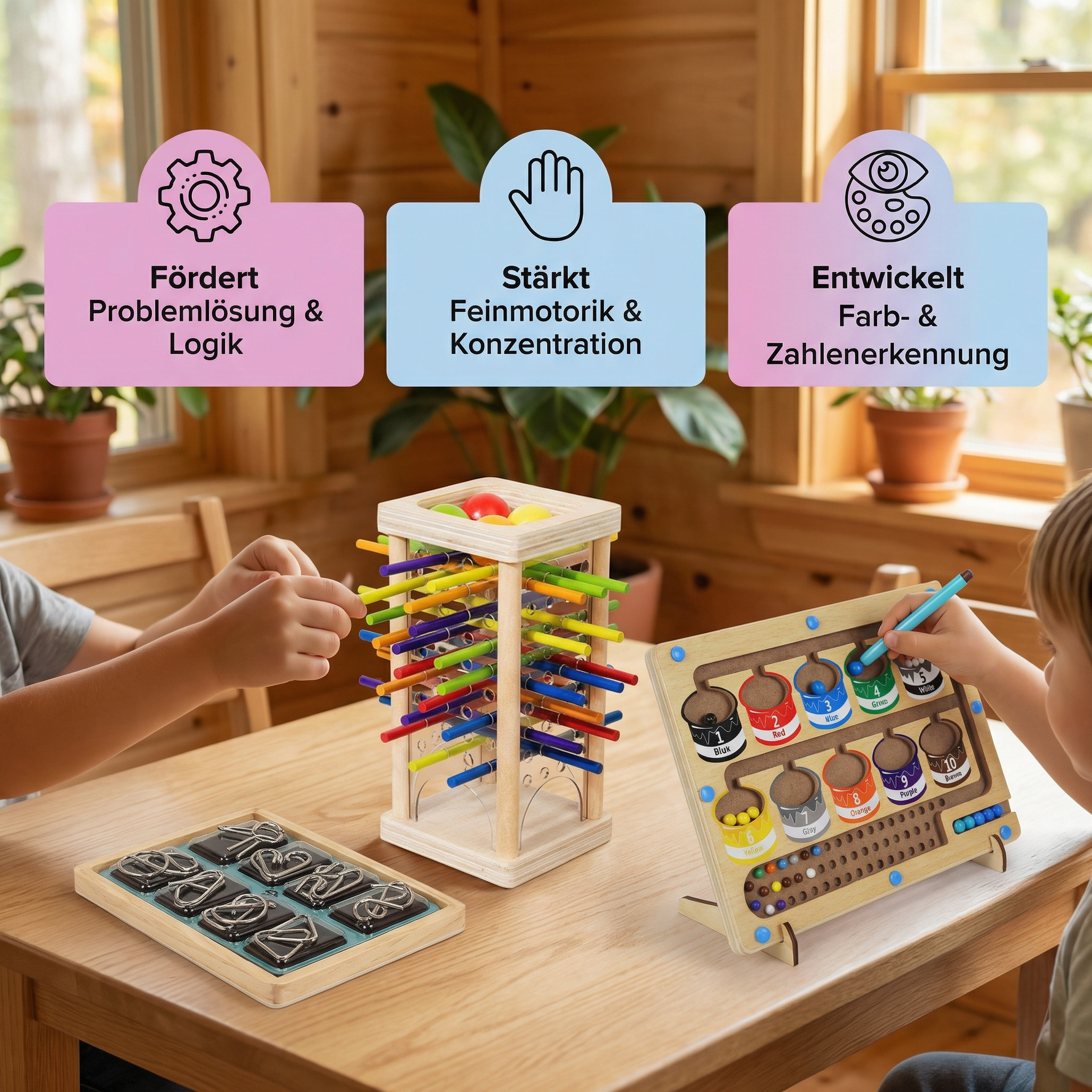 Entwicklungsförderndes 3-teiliges Montessori Puzzle-Set für Kinder