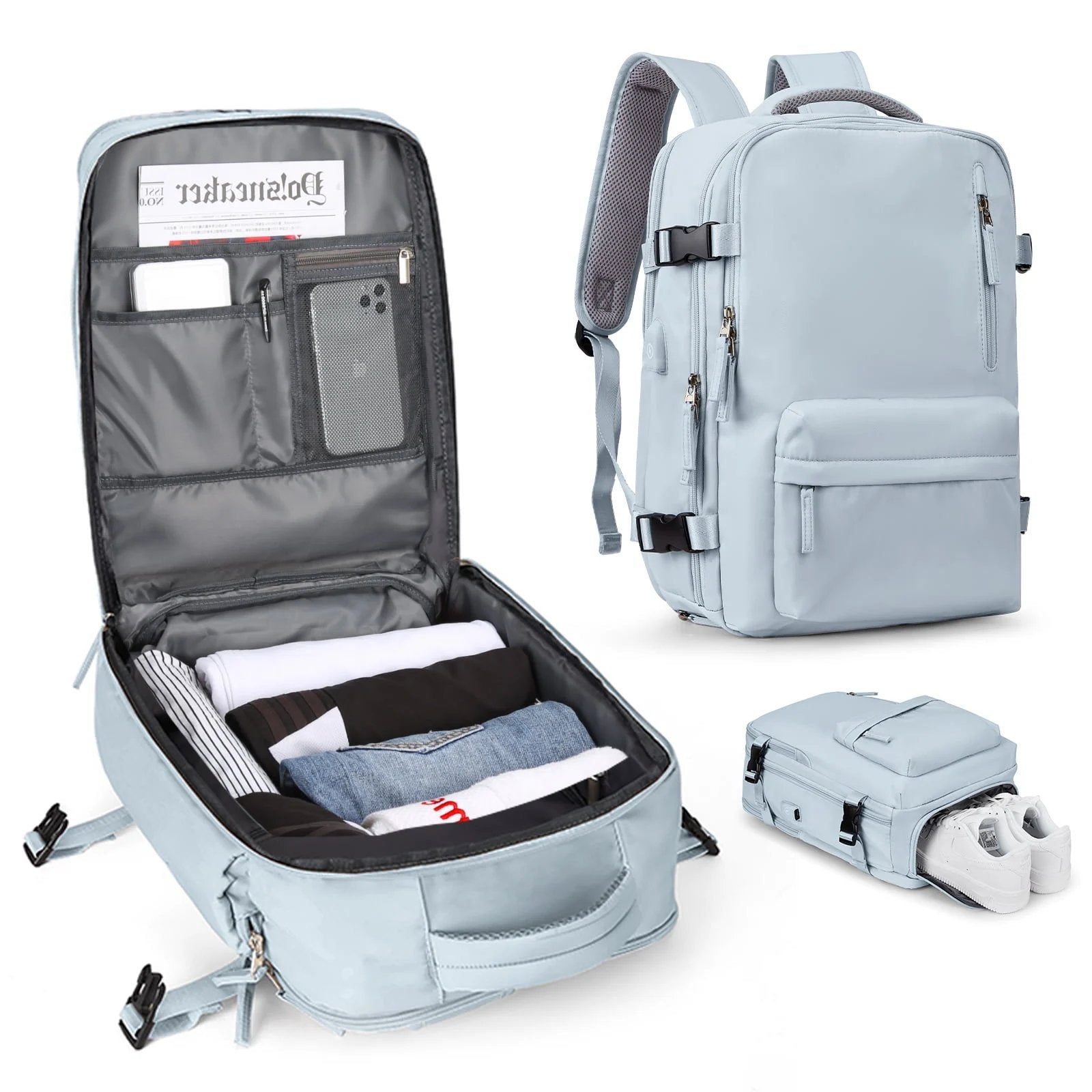 ReiseRucksack | Großer, Wasserdichter Rucksack für Frauen – Sicher & mit USB-Anschluss