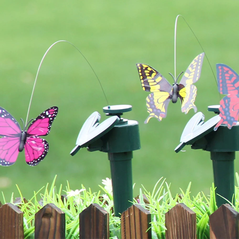 Solar-powered garden ornaments with lively movements