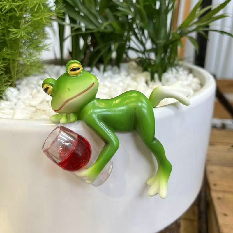 Verspielte Froschfigur für Blumentöpfe und Garten
