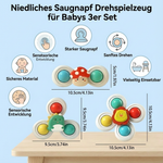3-teiliges Set mit niedlichen Saugnapf-Drehspielzeugen für Babys