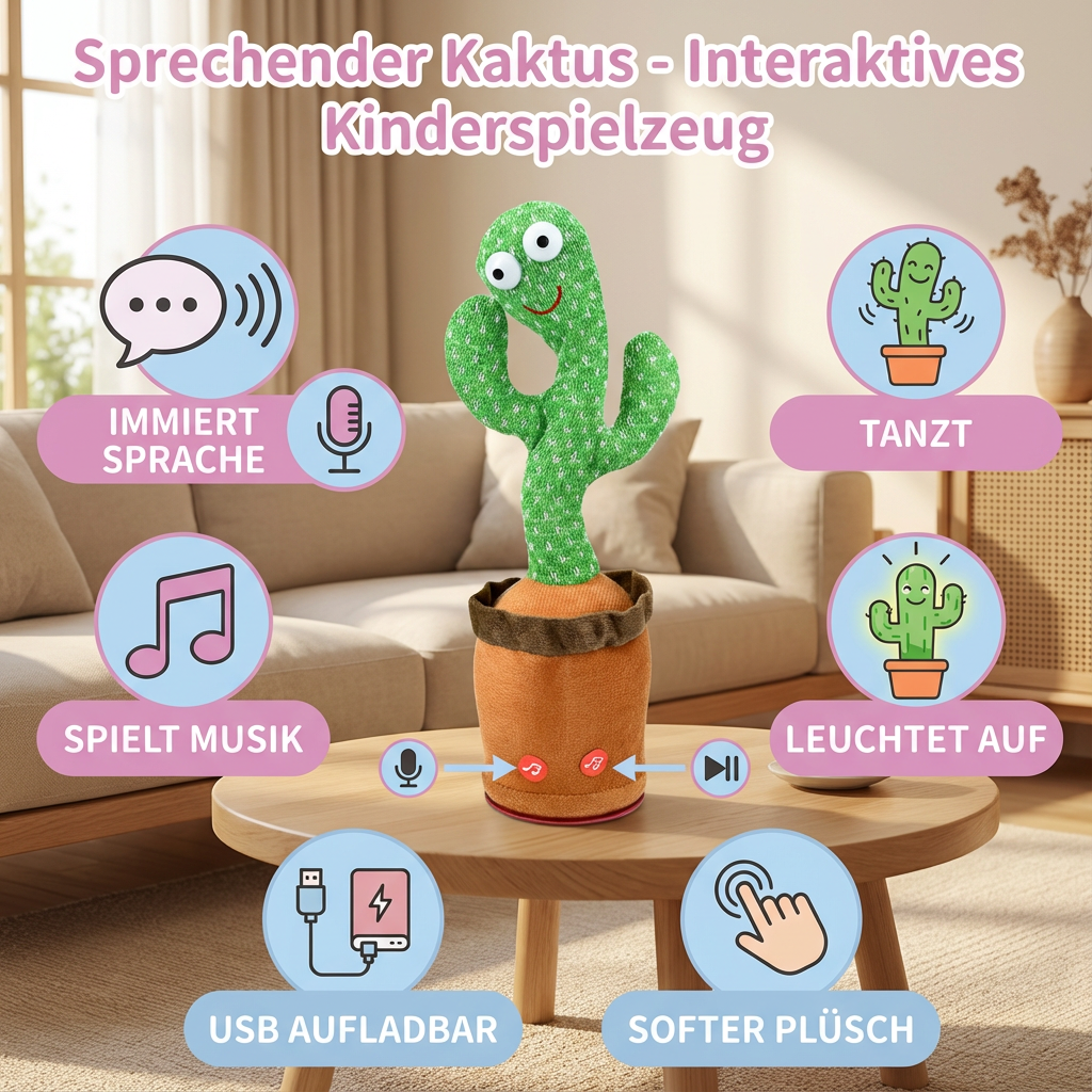 Interaktives Kinderspielzeug - Sprechender Kaktus