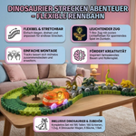 Flexible Rennstrecke mit leuchtendem Zug – Dinosaurier Abenteuer