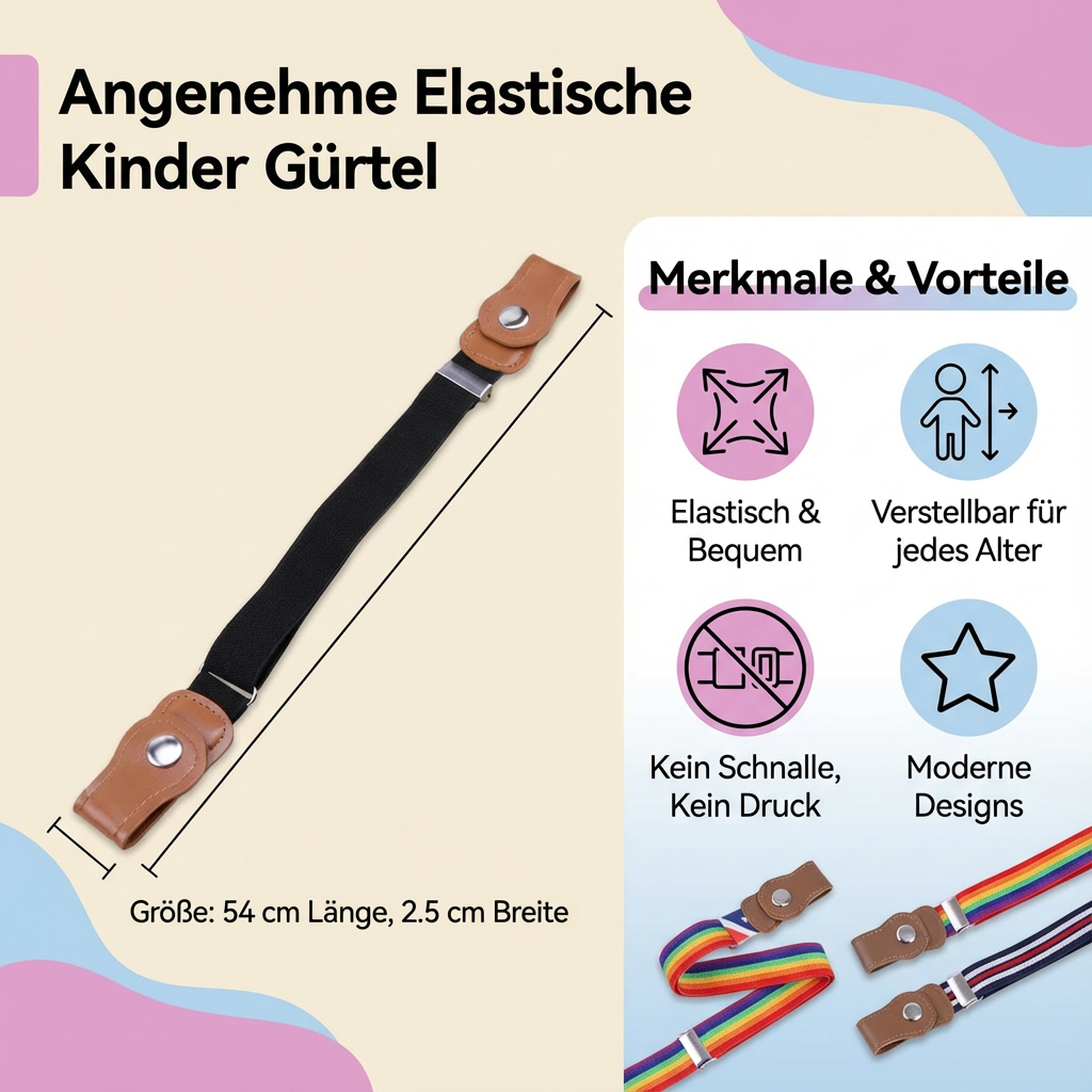 Elastischer Kinder-Gürtel für angenehmen Tragekomfort - Für alle Altersgruppen