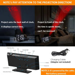 Projection Alarm Clock with Flexible 180° Display – Snooze Function and Temperature Display