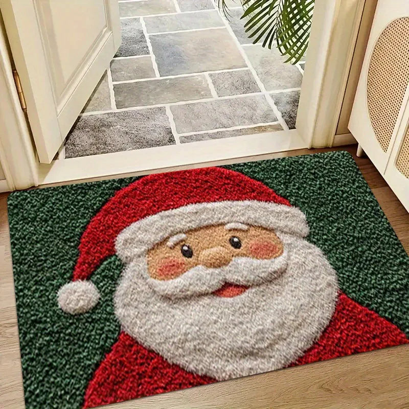 Festive Doormat for Christmas | Gingerbread & Santa Design | Non-Slip & Washable