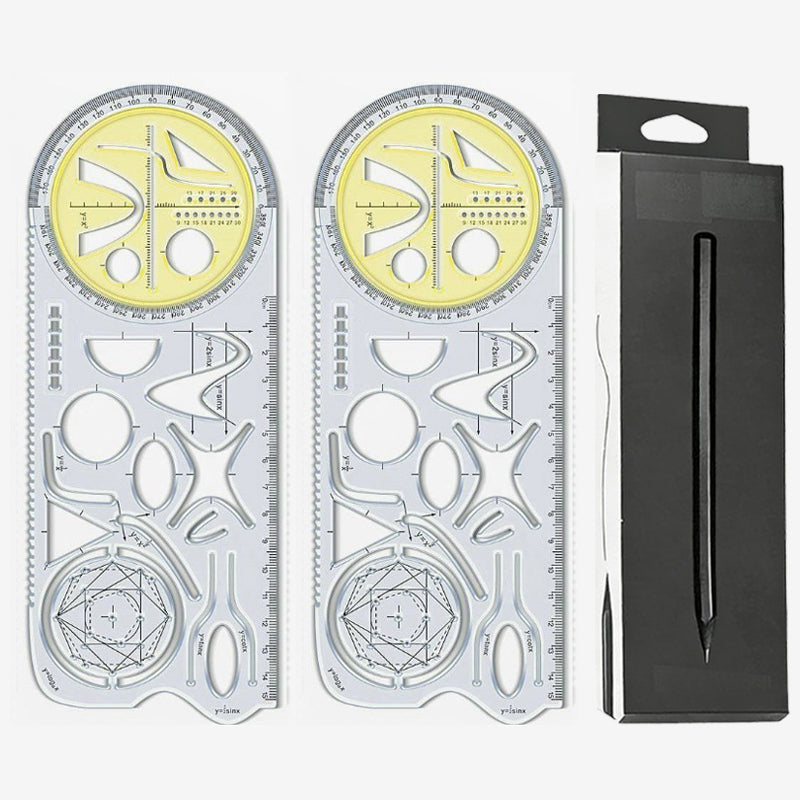 Vielseitiger Geometrie-Lineal mit drehbarem Winkelmesser