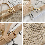 Stilvolle Stroh-Crossbody Tasche mit sicherem Reißverschluss