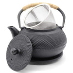 Schwarzer Gusseisen Teekessel mit Infuser zum Wasserkochen