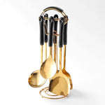 Elegantes Küchenset aus Gold mit Ständer