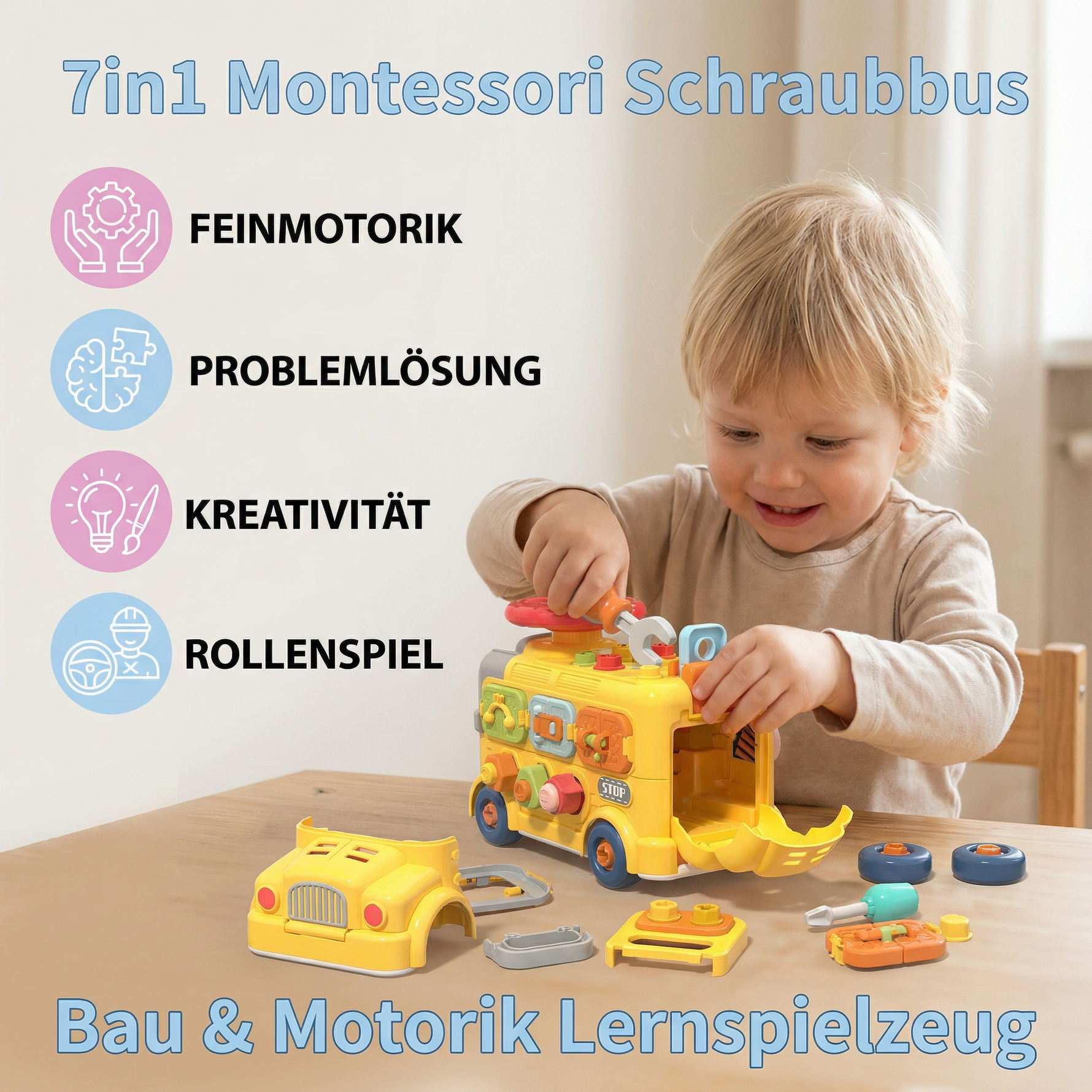 Montessori Schraubspielzeug 7in1 – Lernspiel für Bau und Motorik
