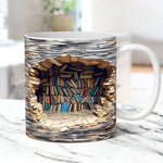 Bücherliebhaber Tasse – 3D Becher mit Bücherregal-Design