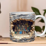 Bücherliebhaber Tasse – 3D Becher mit Bücherregal-Design