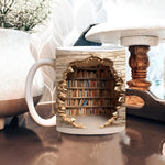 Bücherliebhaber Tasse – 3D Becher mit Bücherregal-Design