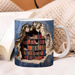 Bücherliebhaber Tasse – 3D Becher mit Bücherregal-Design