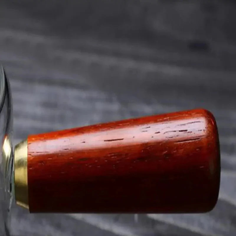 Hitzebeständige Teekanne aus Borosilikatglas mit Holzgriff und Teesieb