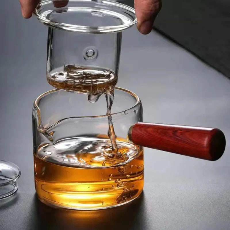 Teekanne aus Borosilikatglas mit Holzgriff – Hitzebeständige Teezubereiter
