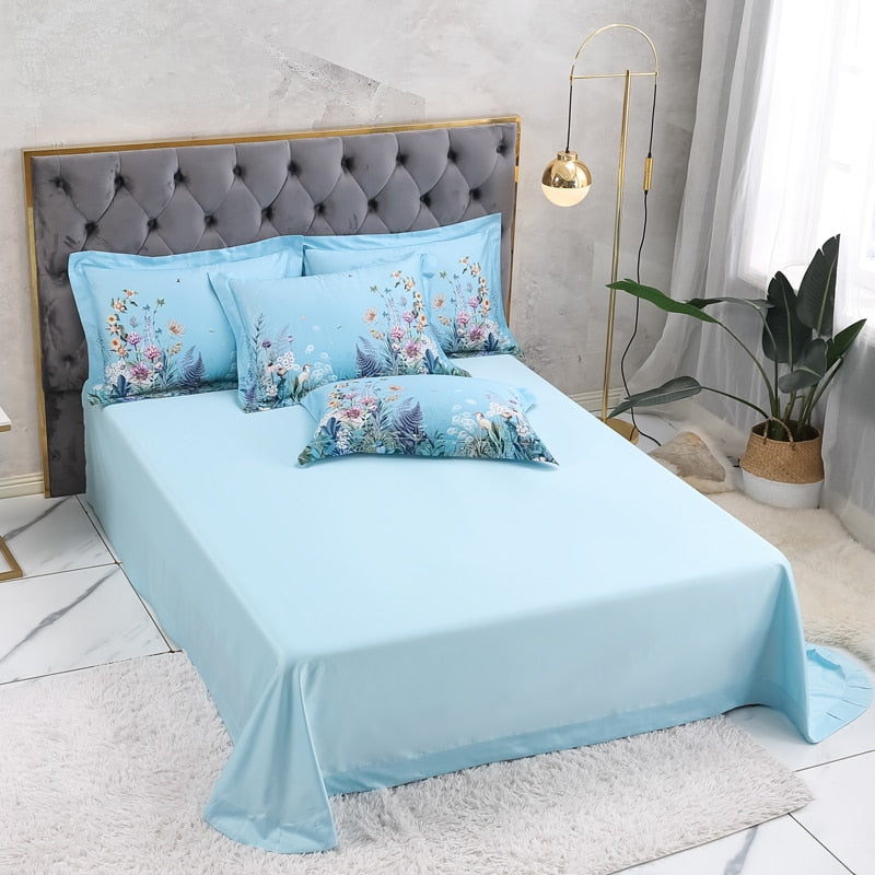Bettbezug Set aus ägyptischer Baumwolle (500 TC) – Azure Bloom